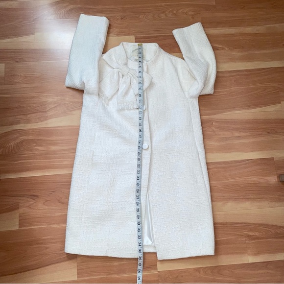 Kate Spade $548 White New York Dorothy Bow Front Tweed Coat Size 6 Small - Picture 9 of 16